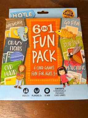 Hoyle 6-in-1 Fun Pack Card Game Set Fun for Ages 3+